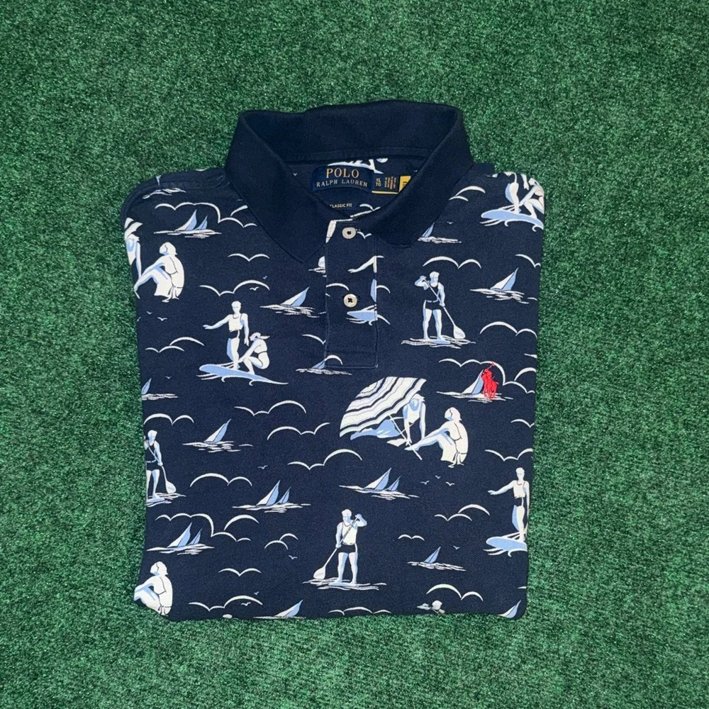 Ralph Lauren Dark Blue Polo with Nautical Design